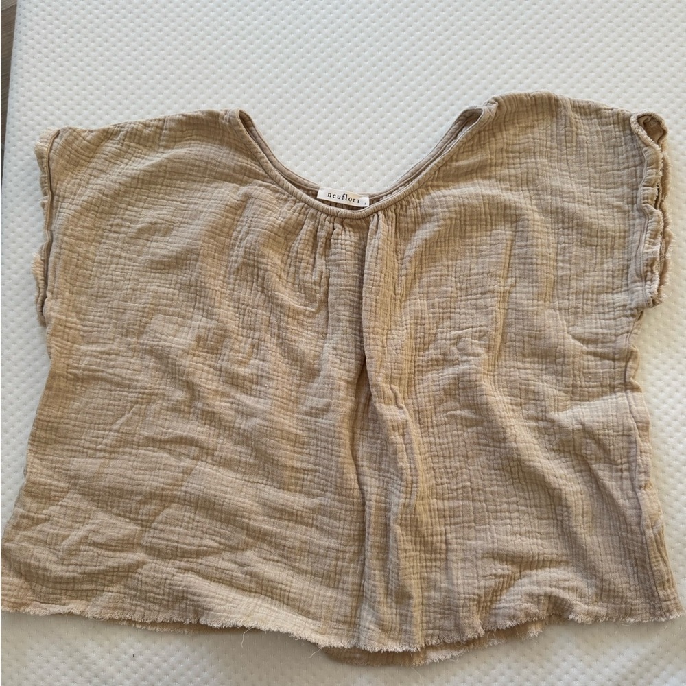 Lightweight Gauze Top — Neutral Taupe